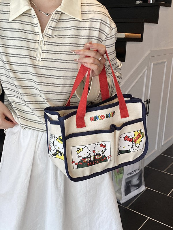 TRENDY KITTY CANVAS HANDBAG