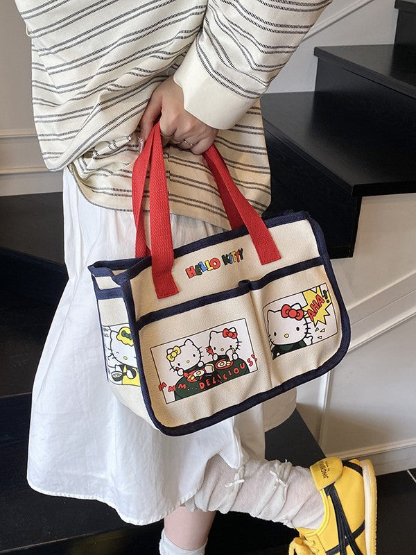TRENDY KITTY CANVAS HANDBAG