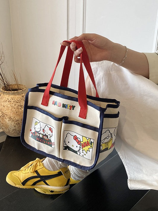 TRENDY KITTY CANVAS HANDBAG